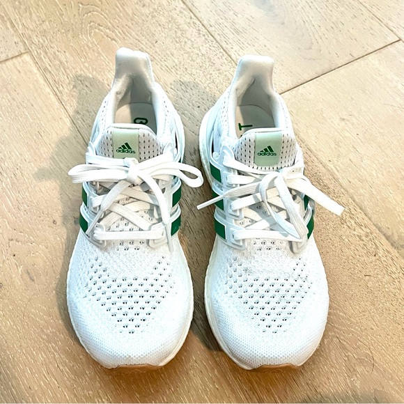 Adidas Ultra Boost White with Green Stripes - Picture 3 of 5